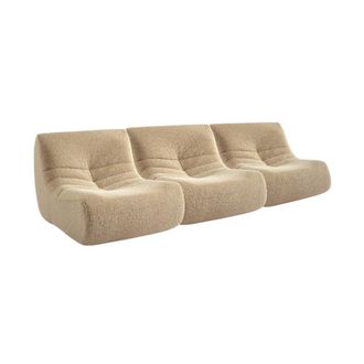 Sweeek Sof&aacute; modular en tejido efecto alpaca, 3 plazas, beige