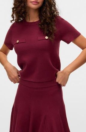 Vero Moda Kristen Short Sleeve Sweater in Syrah at Nordstrom Rack, Size X-Large