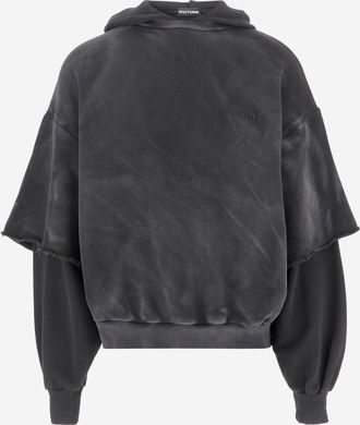 Cultura Cotton Hoodie With Layered Sleeves