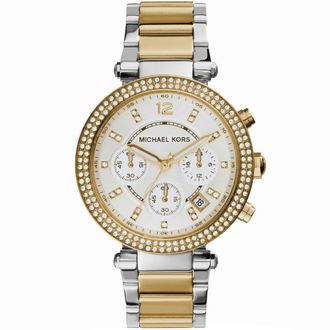Michael Kors MK5626 Parker Dames Chronograaf Horloge, Bicolor RVS