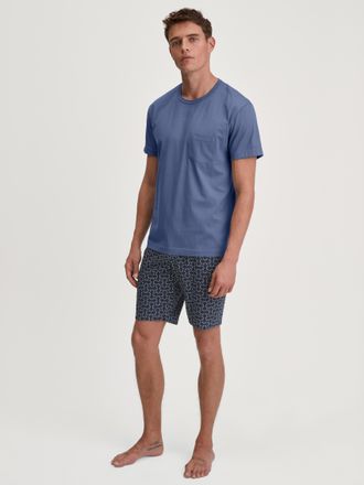 CALIDA Shorty CALIDA Relax Imprint 3, Damen, Gr. XXL (58/60), coastal fjord, Single Jersey, Obermaterial: 100% Baumwolle, bequem kurz, V-Ausschnitt, Homewear
