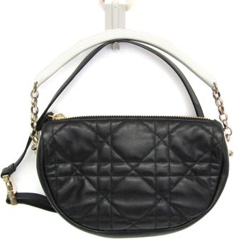Dior Vibe Hobo Cannage Quilt Lambskin Black Leather Handbag (Pre-Owned)