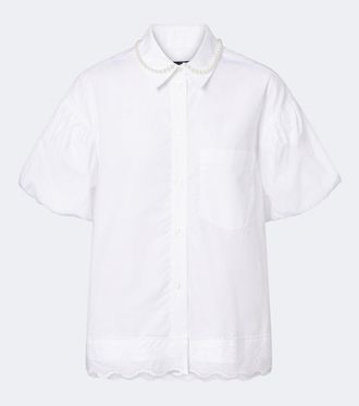 Simone Rocha Embellished scalloped cotton shirt