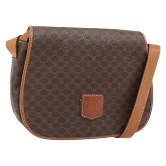 Celine Pre-owned Cross Body Bags, female, Brown, Size: ONE SIZE Pre-owned Vintage Macadam Canvas Shoulder Bag