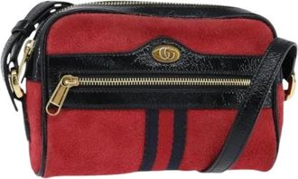Gucci Pre-owned Cross Body Bags, female, Red, Size: ONE SIZE Pre-owned Suede Cross Body Bag