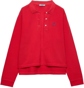 Prada Long-sleeved Cotton Piqu&eacute; Polo Shirt