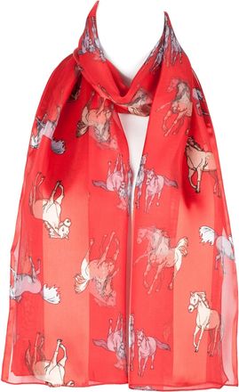 Hat To Socks Chiffon Satin Scarf Ideal for Ascot Horse Racing Equestrian (Red)