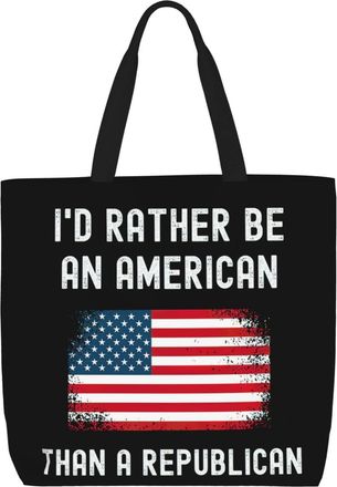 Generic Women Handbag ID Rather Be An American Than A Democrat Tote Bag Casual Folding Ladies Purse, For Birthday, Work, Swim, Christmas, Graduation