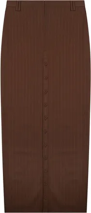 Jean Paul Gaultier Neutrals High-Waisted Vertical Pinstripes Midi Skirt