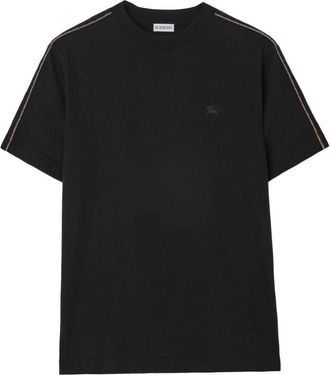 Burberry Tops, Heren, Zwart, 2Xl, Katoen, Check Piping Katoenen T-shirt