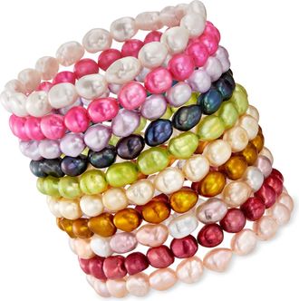 Ross-Simons 6-7mm Multicolored Cultured Pearl Jewelry Set: Ten Stretch Bracelets