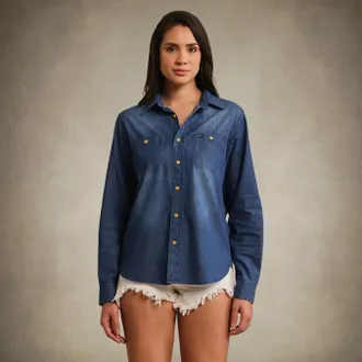Members Only Womens Oversized Denim Shirt