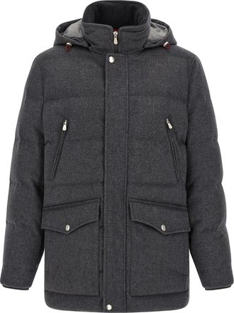 Brunello Cucinelli Gray Wool Mens Parka