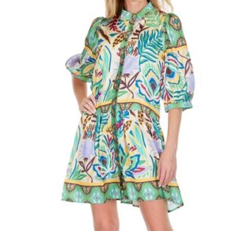 Jade Yoga Tiered Shirt Dress In Forest Broder