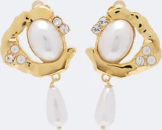 Oscar De La Renta Embellished pearl drop earrings