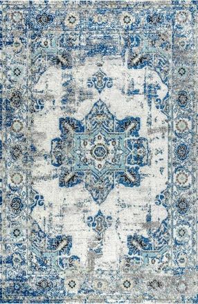 Jonathan Y Designs Modern Persian Boho Vintage Medallion Area Rug in Ivory/blue at Nordstrom, Size 3Ft 0In X 5Ft 0In