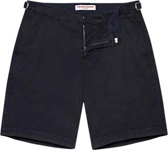 Orlebar Brown Katoenen keper nachtblauwe broek - Heren - Korte Broeken - Blauw - W32 - Katoen - Korte Broeken