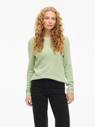 Vila Rundhalspullover VILA VIDALO O-NECK L/S KNIT TOP- NOOS, Damen, Gr. XL, smoke gr&uuml;n, Feinstrick, Obermaterial: 100% Baumwolle, unifarben, regular fit no