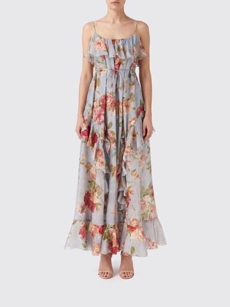 Zimmermann Roselight Floral-Print Silk Long Dress with Off-the-Shoulder Design