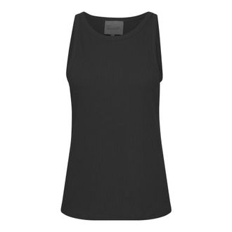 MY ESSENTIAL WARDROBE Zwarte Geribbelde Top Katemw Stijl - Dames - Tops - Zwart - Maat: S Poliester