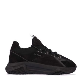 Lavair Mens Creator Trainers in Black Leather - Size UK 4