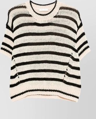 Roberto Collina crew neck knitted striped short sleeve top