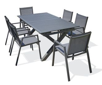 DCB Garden Floride - Conjunto De Comedor De Jard&iacute;n 6 Plazas De Aluminio Dcb Garden