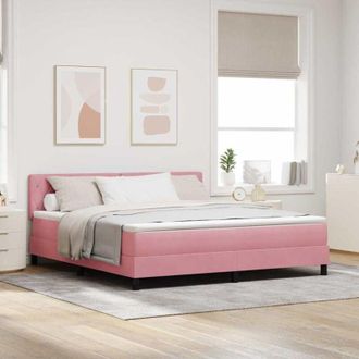 vidaXL Cama Tipo Box Spring Con Cabecera Rosa 180 X 200 Cm Terciopelo Vidaxl