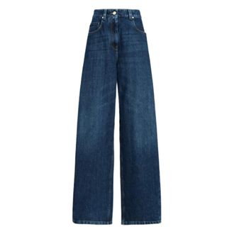 Brunello Cucinelli Denim Trousers - female - Brunello Cucinelli - Wide Jeans - Blue - M - Jeans