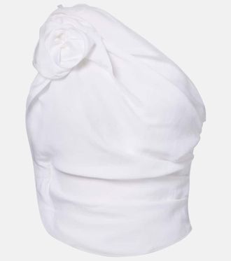 Magda Butrym Floral-appliqué draped one-shoulder top