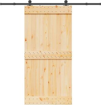 vidaXL Vidaxl - Puerta Corredera Con Herrajes Madera Maciza De Pino 100x210 Cm