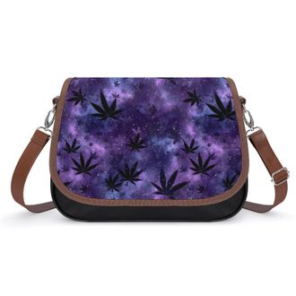 Generic Galaxy Weed Leaf Crossbody Bags for Women Shoulder Messenger Bag Purse Handbags