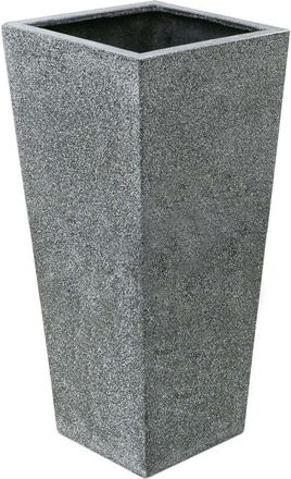 PRIMROSE Poly Terrazzo Stone Black Tall Flared Outdoor Square Planter 91cm