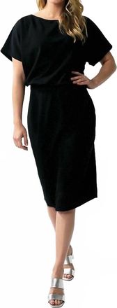 Esqualo Short Sleeve Batwing Dress In Black