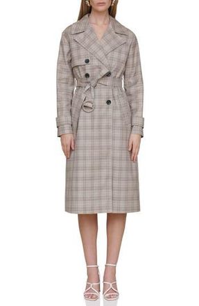 Avec Les Filles Plaid Trench Coat in Taupe Plaid at Nordstrom Rack, Size X-Large