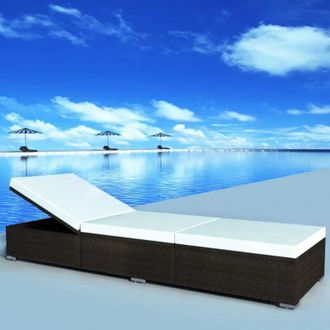vidaXL Vidaxl - Lettino Prendisole con Cuscino in Polyrattan Marrone