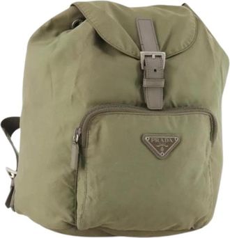 Prada Pre-owned Vintage Nylon Rugzak - Dames - Vintage Rugzakken - Groen - ONE Size - Nylon - Vintage