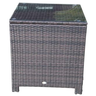 OUTSUNNY Rattan Garden Side Table - Brown | TJ Hughes