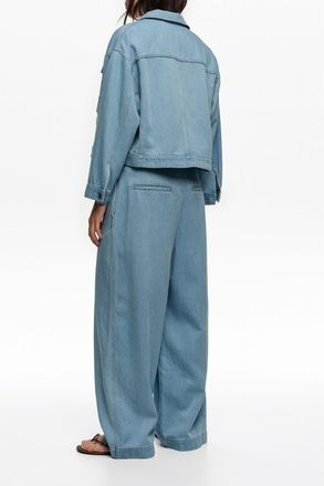Bimba & Lola Loose-Fit Washed Denim Trousers in Light Denim Blue at Nordstrom, Size 34 Eu