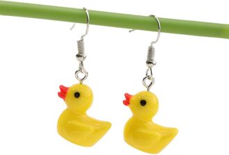 Generic Cute Cartoon Duck Bear Drop Earrings s Fun Sweet Yellow Plastic Pet Animal Alloy Hook Earrings Jewelry for Womens Practical Treatment