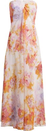 Parker The Emerson Floral Strapless Dress in Barely Peach at Nordstrom, Size 10