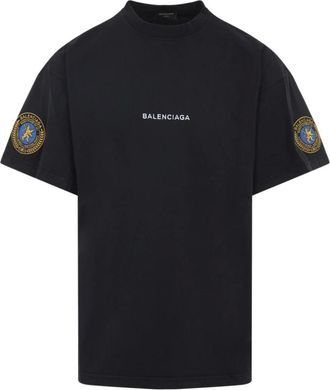 Balenciaga Tops, Heren, Zwart, L, Katoen, Zwarte T-shirt & Polo Collectie Aw 25