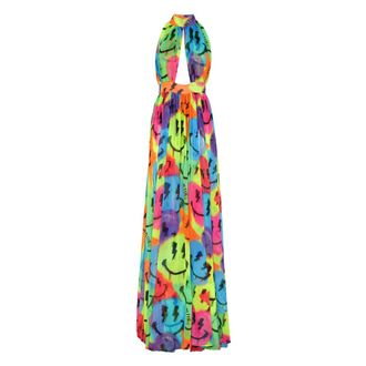 Philipp Plein Chiffon Lange Jurk Smile - Dames - Avondkleed - Veelkleurig - S - Chiffon - Kleedjes