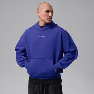 Nike Jordan Mens Jordan Flight Fleece Oversized Pullover Hoodie in Blue | IW6314-432