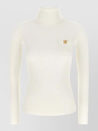 Elisabetta Franchi silk ribbed turtleneck long-sleeve top