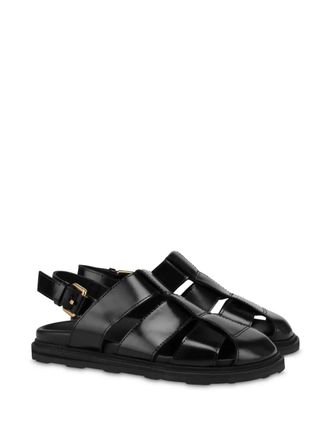 Moschino brushed sandals - women - Calf Leather/CALFSKIN/Sheepskin/Rubber - 38 - Black