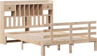 vidaXL Cama con estantería sin colchón madera maciza de pino 140x190cm Vidaxl