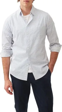 Rodd & Gunn Samson Bay Sports Fit Diamond Print Cotton Button-Up Shirt in Snow at Nordstrom, Size Xx-Large