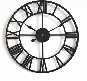OEM Horloge Murale - 40 Cm - Cadre En Fer Massif - Mouvement &Eacute;lectronique Silencieux - Chiffres Romains - Pour Int&eacute;rieur