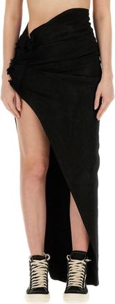Rick Owens Black Solid Maxi Skirt
